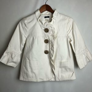 J Crew white button front denim 3/4sleeve jacket
